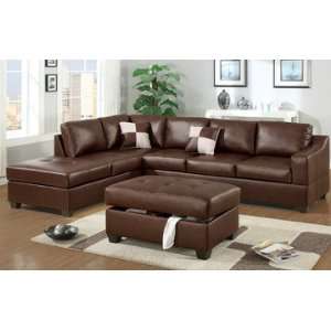  Thousand Oaks Walnut Leather Sectional Sofa
