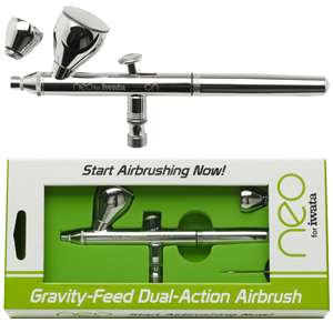 Iwata NEO CN GRAVITY FEED Dual Action AIRBRUSH .35 Tip w 2 CUPS 