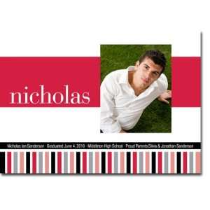     Graduation Invitations (Simple Stripes   Red & Black with Photo