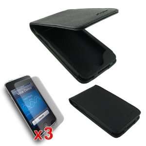  Leather Cover Case + 3 pack Clear Screen Protector for Apple iPod 