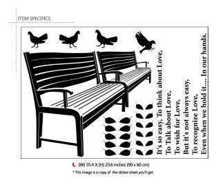 BENCH & LOVE QUOTE SAYING Vinyl Art Wall Decal Stickers  