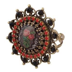  Michal Negrin Round Adjustable Right Hand Ring Ornate with 