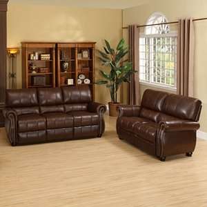   Piece Sofa and Loveseat in Burgundy Italian Leather