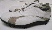 Foot Joy LoPro Womens Soft Spikes White Tan Golf Shoes Size Sz 8.5 8 1 