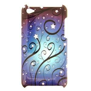 APPLE IPOD TOUCH 4G BLUE STAR SWIRLS HARD PROTECTOR COVER CASE/SNAP ON 