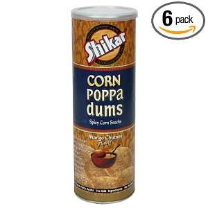 Shikar Corn Poppadums, Mango Chutney, 3.5 Ounce Canisters (Pack of 6)