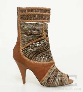 Jeffrey Campbell Tan & Python Embossed Leather Cut Out Marvel Boots 