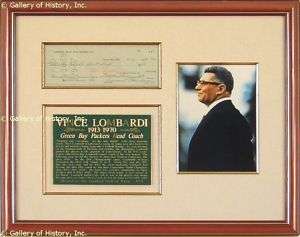 VINCE LOMBARDI   CHECK SIGNED  