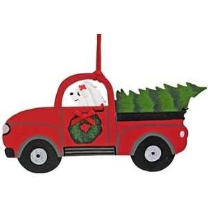  Maltese in Truck with Tree Christmas Ornament
