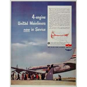  1946 Ad United Air Lines C 54 Mainliner Tarmac Boarding 