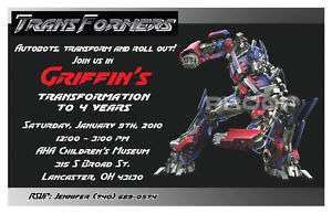 Set of 10 Transformers Personalized Invitations A  