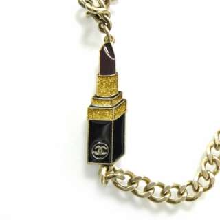 CHANEL Lipstick Lips Kisses Chain Belt Gold CC  