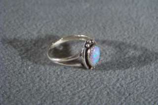 ANTIQUE SILVER FANCY OVAL OPAL CIGAR BAND BOLD RING 8  