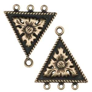  Antiqued Brass 3 Ring Triangle Chandelier Earring Parts 