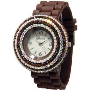   with Elegant Crystals Rhinestones Bling Silicone Rubber Jelly Watch