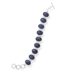   Rough Cut Sapphire Bracelet Sterling Silver 925 Designer Jewelry