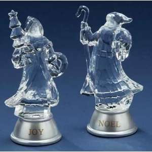   Lighted Santa Figures with Joy and Noel on Bases 