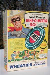 vintage 1950s WHEATIES Cereal BOX Lone Ranger Hike O Meter  