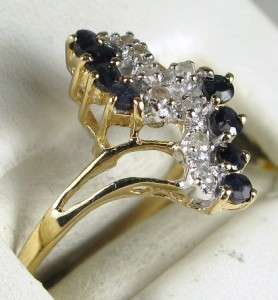 Estate Beautiful 14k Yellow Gold .40ctw Blue Sapphire & Diamond Ring 