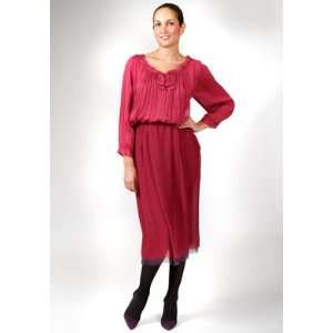  Fuchsia Long Silk Skirt 