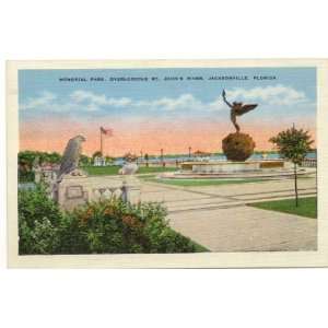  1940s Vintage Postcard Memorial Park, overlooking St. John 