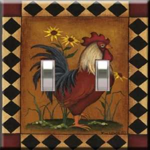  Country Rooster Decorative Double Switchplate Cover