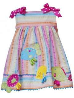 New Rare Editions Girls Seersucker Fish Dress Size 5 Boutique Clothing 