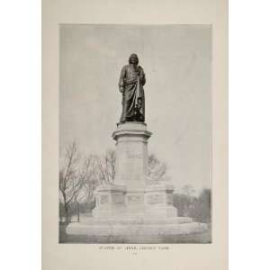  1902 Chicago Statue Linne Lincoln Park Original Print 