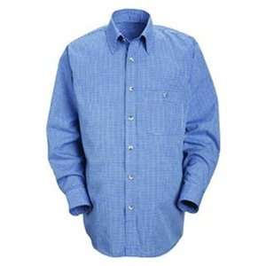  RED KAP XL367 Blue/Cream Mens Long Sleeve Mini Plaid Shirt 