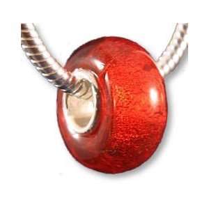  Deep Red Foil Murano Glass Bead Fits Pandora Biagi Troll 