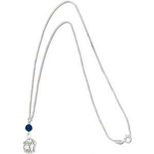 Georgetown Hoyas Sterling Silver Charm Necklace with Round Crystal 