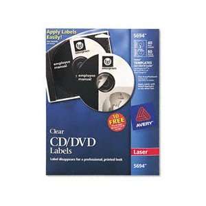  New Avery 5694   Laser CD/DVD Labels, Glossy Clear, 40 