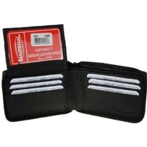  Leather Zipper Wallet Black 1256CFBK 