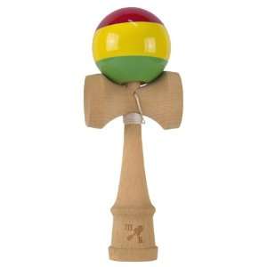   Yellow and Green Stripe Kendama, Includes Extra String Toys & Games