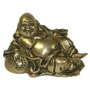 Laughing Buddha ~ 5 Inch Brass Sculpture