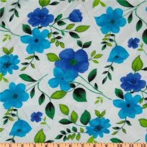  62 Wide Lace Floral Turquoise/Blue Fabric By The Yard 