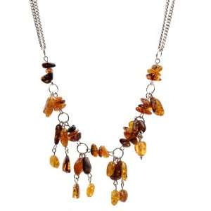  Baltic Honey Amber and Sterling Silver Simple Necklace, 20 