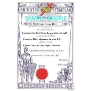 Personalized Masonic Knights Templar Print of Freemasonry Reproduction 