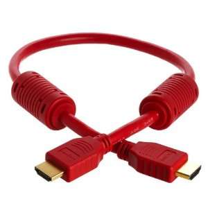  Cmple   28AWG HDMI Cable with Ferrite Cores   Red  1.5FT 