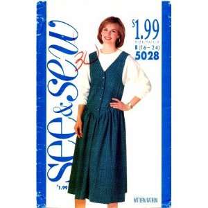  See & Sew 5028 Sewing Pattern Misses Dropped Waist Jumper 