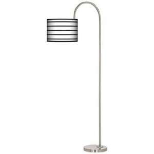   Black Parallels on White Arc Tempo Giclee Floor Lamp