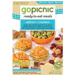 GoPicnic Ready to Eat Meal (6 boxes), Salmon + Crackers, 1 case