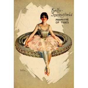  1918 Ad Kelly Springfield Tires Rubber Ballerina Ballet 