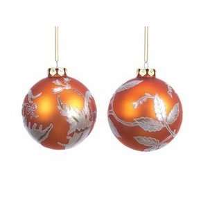   Copper with Silver Leaf Print Christmas Ornaments