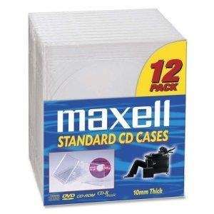  Maxell 12 Pack Plastic Clear Cd / DVD Jewel Cases 
