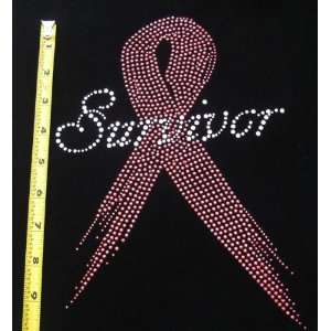 com Rhinestone Iron On Transfer Breast Cancer Survivor Ribbon Design 