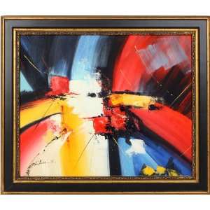 AP2024C9 Red, Blue & Yellow / Framed Hand Paint, Oil on Canvas  