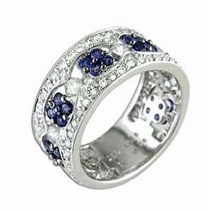  2.05 Ct Sapphire & Diamond Wedding/anniversary Band in 18k 