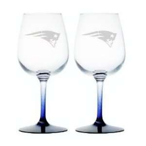  New England Patriots Football Team Set of 2 Wine Glasses 