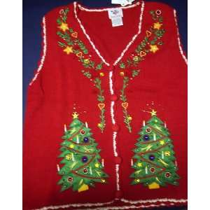   Vest Embellished & Crewel Heart of a Christmas Tree Festive Wear